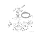 GE PDT715SFN4DS motor, sump & filter assembly diagram