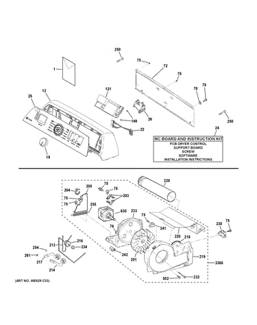 Backsplash, blower & motor assembly