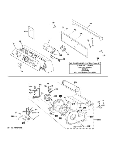 Backsplash, blower & motor assembly