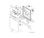 GE GDF530PGM4WW escutcheon & door assembly diagram