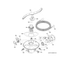 GE GDF530PGM4WW motor, sump & filter assembly diagram