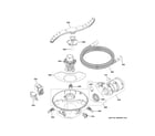 GE GDT605PGM5BB motor, sump & filter assembly diagram