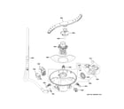 GE GDF450PGRAWW motor, sump & filter assembly diagram
