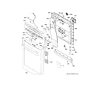 GE PDT785SBN5TS escutcheon & door assembly diagram