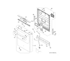 GE GDT535PGR0BB escutcheon & door assembly diagram