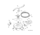 GE GDT550PMR0ES motor, sump & filter assembly diagram