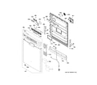 GE GDF630PMM6ES escutcheon & door assembly diagram