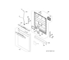 GE GDP630PGR0WW escutcheon & door assembly diagram