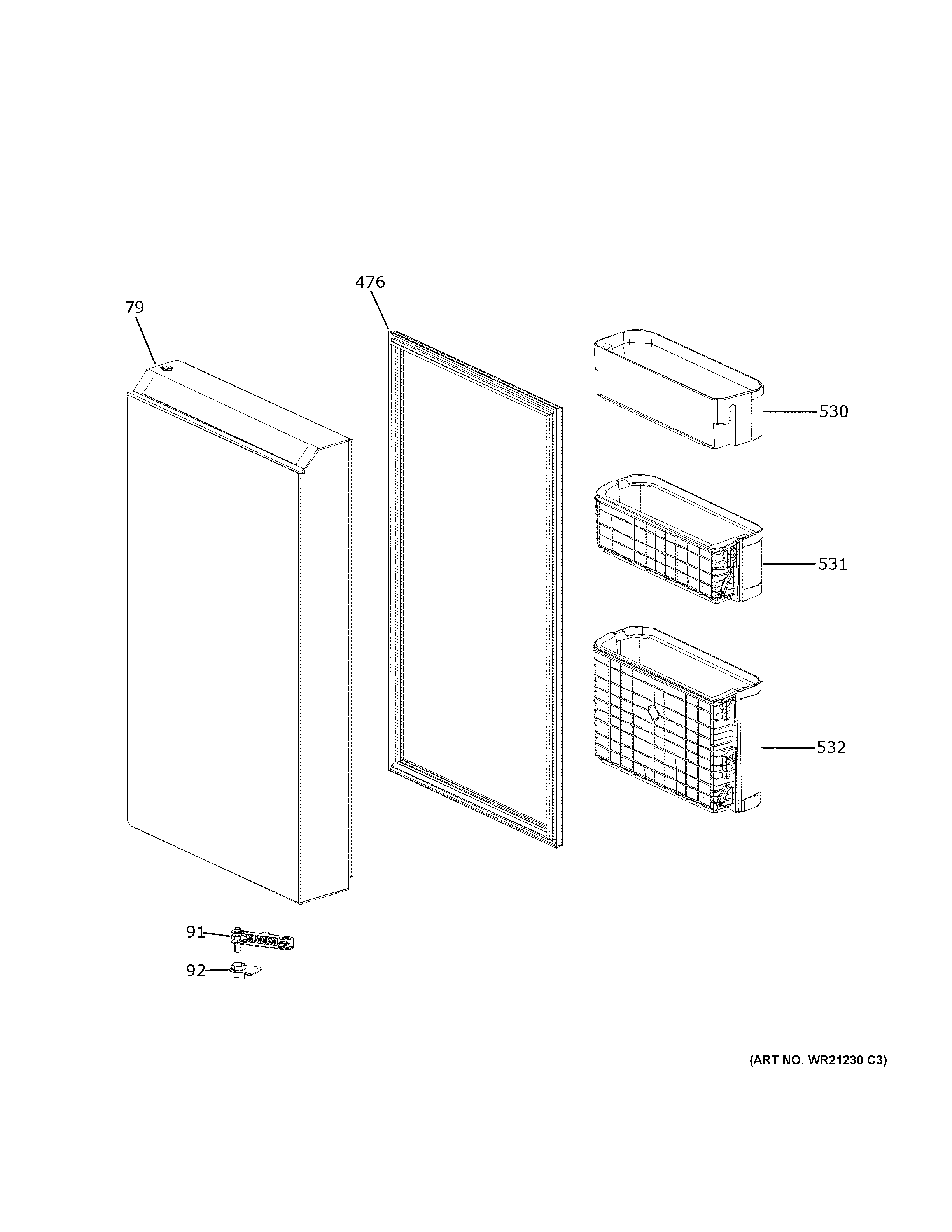 Freezer door