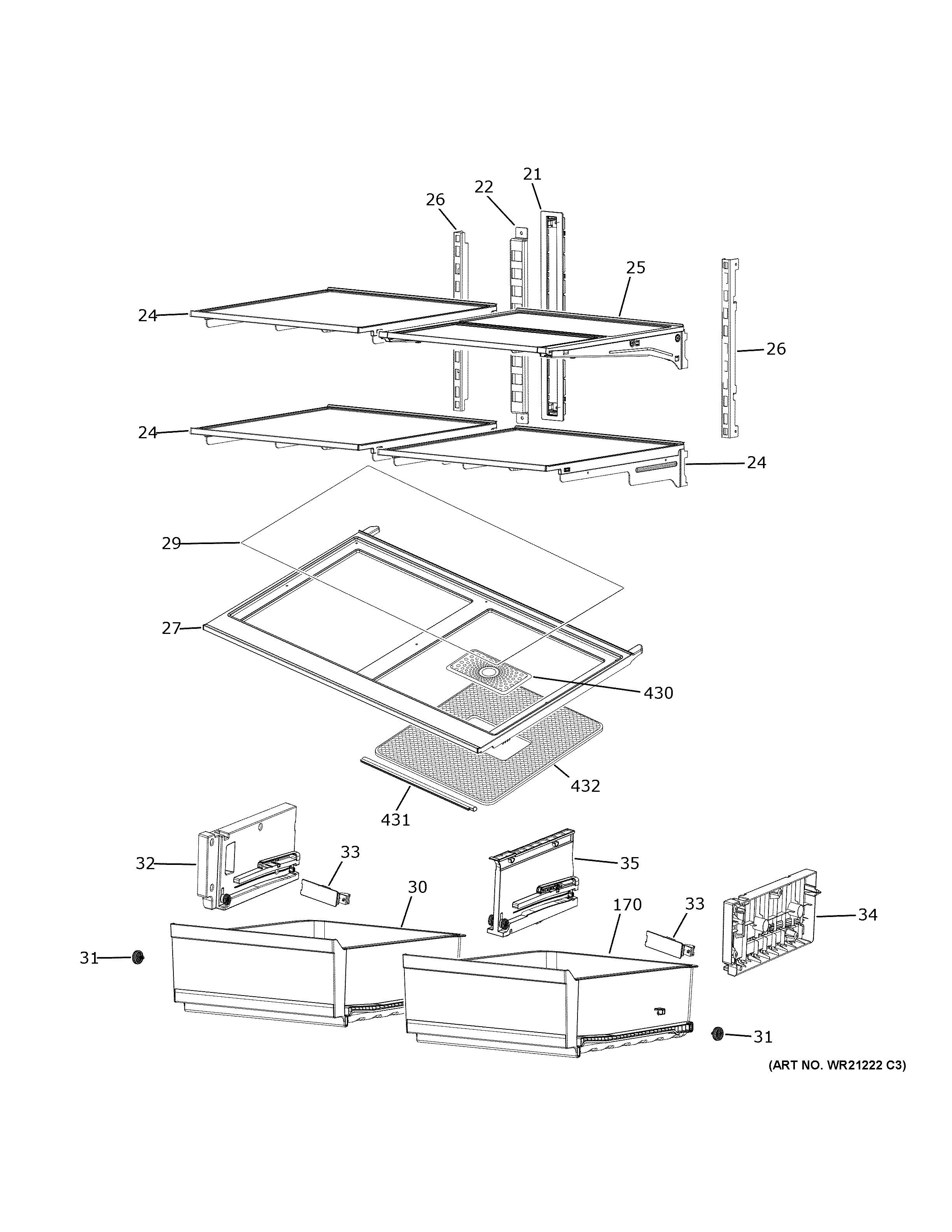 Refrigerator shelves