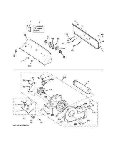 Backsplash, blower & motor assembly