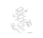 GE ZISB360DNGII fresh food shelves diagram