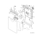 GE CDT875M5N8S5 escutcheon & door assembly diagram