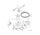 GE GDT645SGN8WW motor, sump & filter assembly diagram