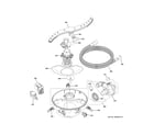 GE DDT700SFN8DS motor, sump & filter assembly diagram