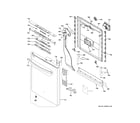 GE GDT695SBL2TS escutcheon & door assembly diagram