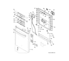 GE DDT595SBL3TS escutcheon & door assembly diagram