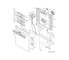 GE GDP695SYN5FS escutcheon & door assembly diagram