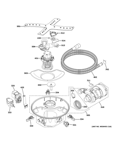 Motor, sump & filter assembly