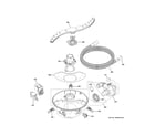 GE GDT665SSN8SS motor, sump & filter assembly diagram