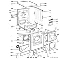 GE DSKS433EB7WW backsplash, cabinet & front panel diagram