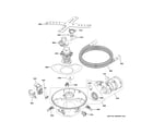GE CDT845P3N1D1 motor, sump & filter assembly diagram