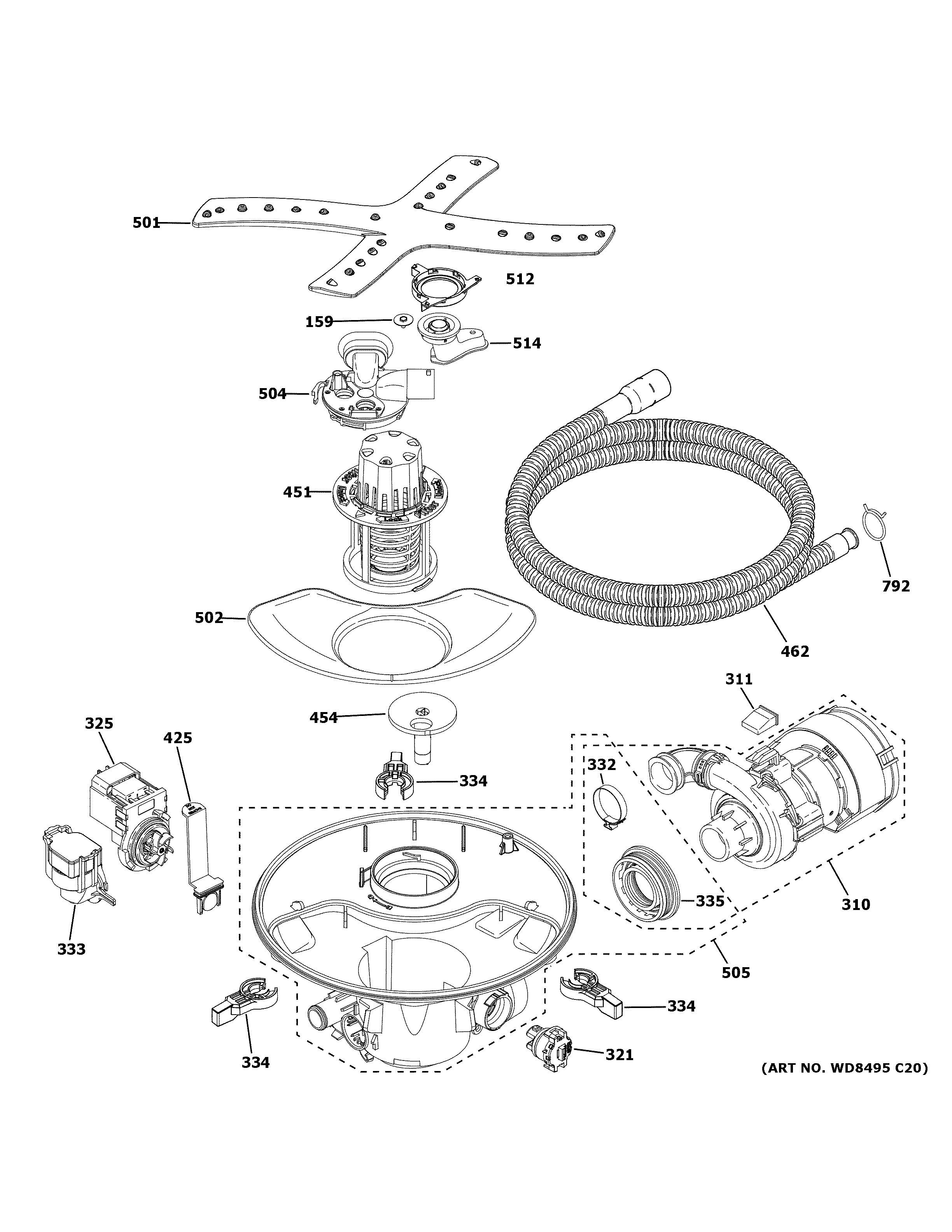 MOTOR, SUMP & FILTER ASSEMBLY