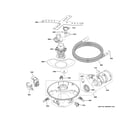 GE CDT845P4N4W2 motor, sump & filter assembly diagram