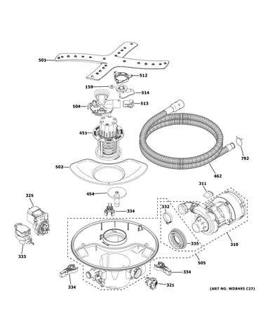 Motor, sump & filter assembly
