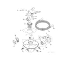 GE CDT805P2N8S1 motor, sump & filter assembly diagram