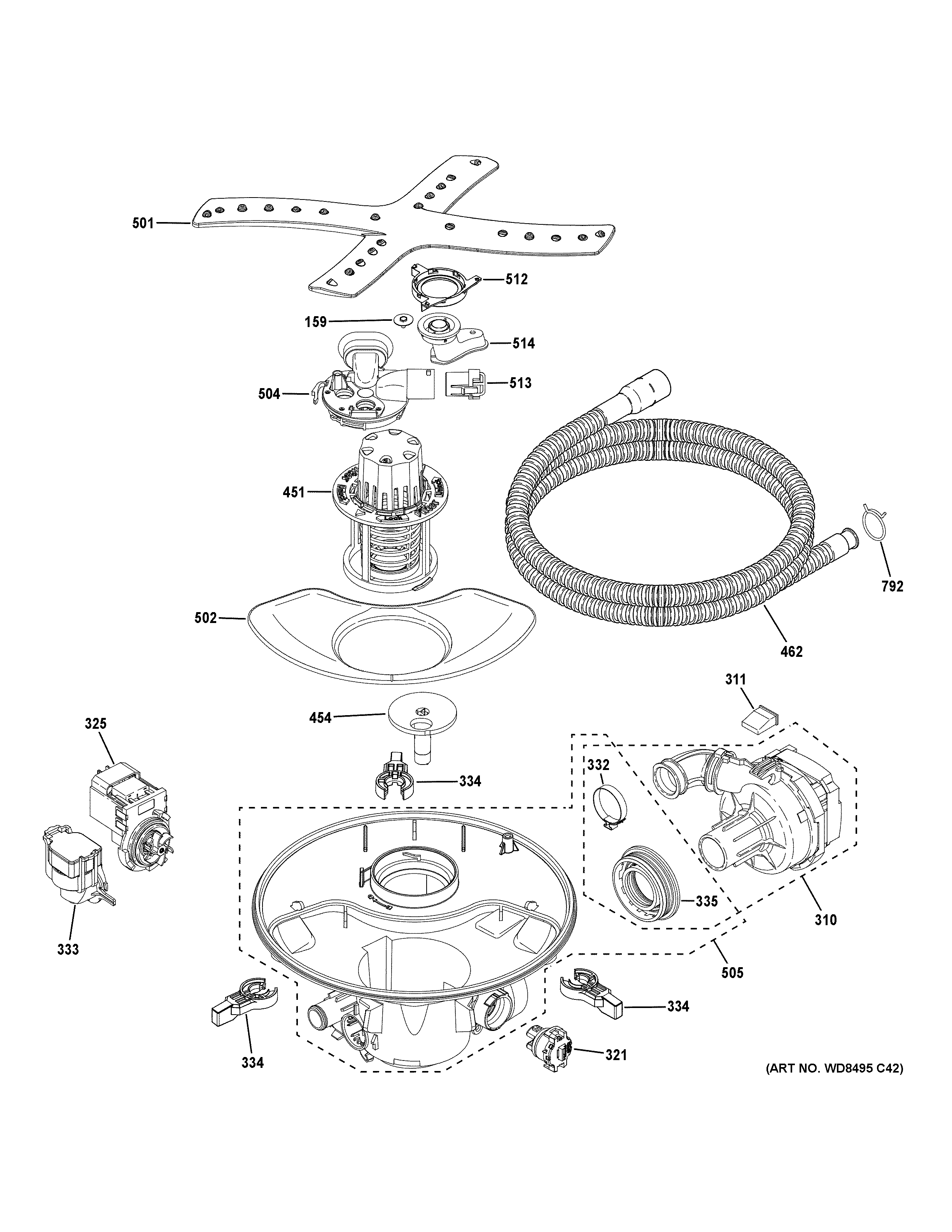 Motor, sump & filter assembly