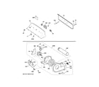 Hotpoint HTX24EASK0WW backsplash, blower & motor assembly diagram