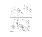 Hotpoint HTX21PASK0WW backsplash, blower & motor assembly diagram