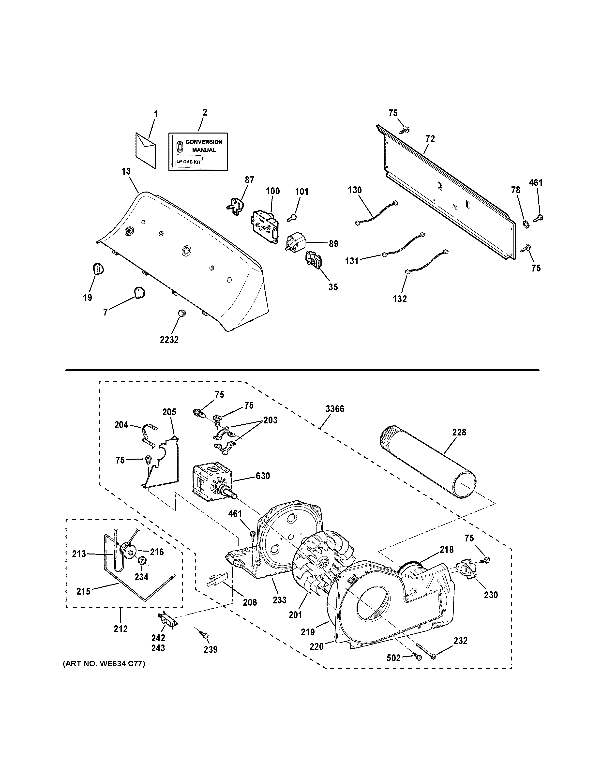 BACKSPLASH, BLOWER & MOTOR ASSEMBLY