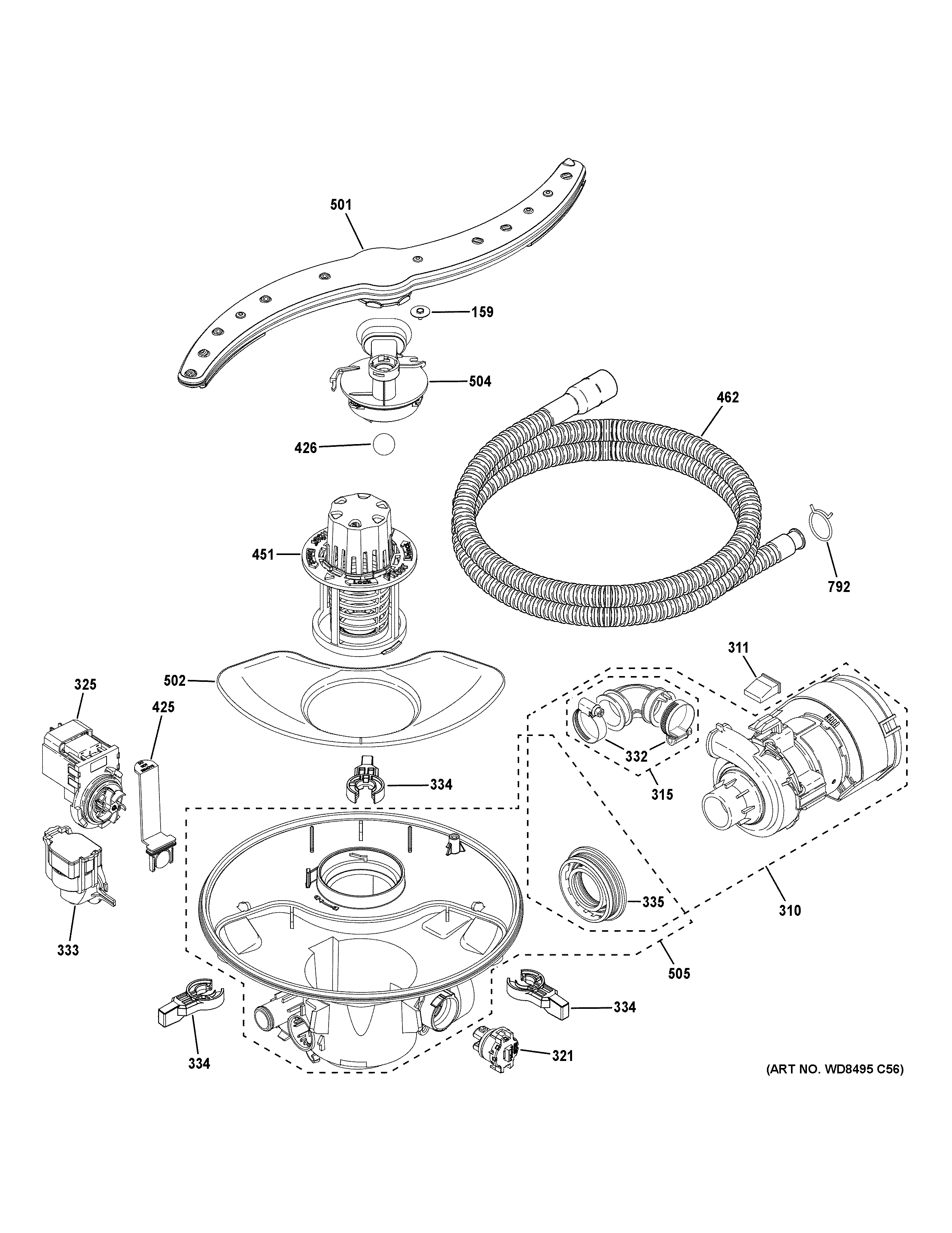 Motor, sump & filter assembly