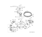 GE CDT855P2N0S1 motor, sump & filter assembly diagram