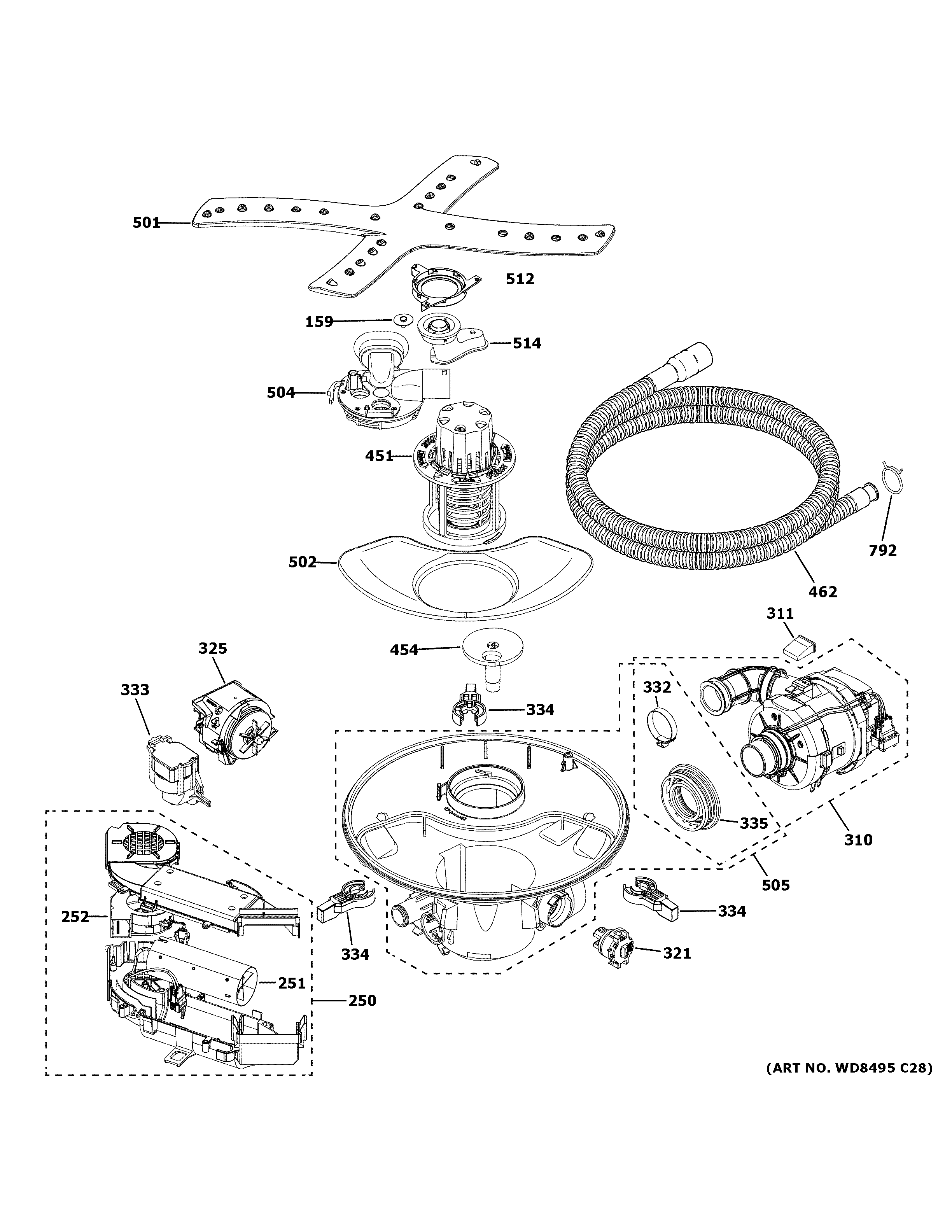 MOTOR, SUMP & FILTER ASSEMBLY