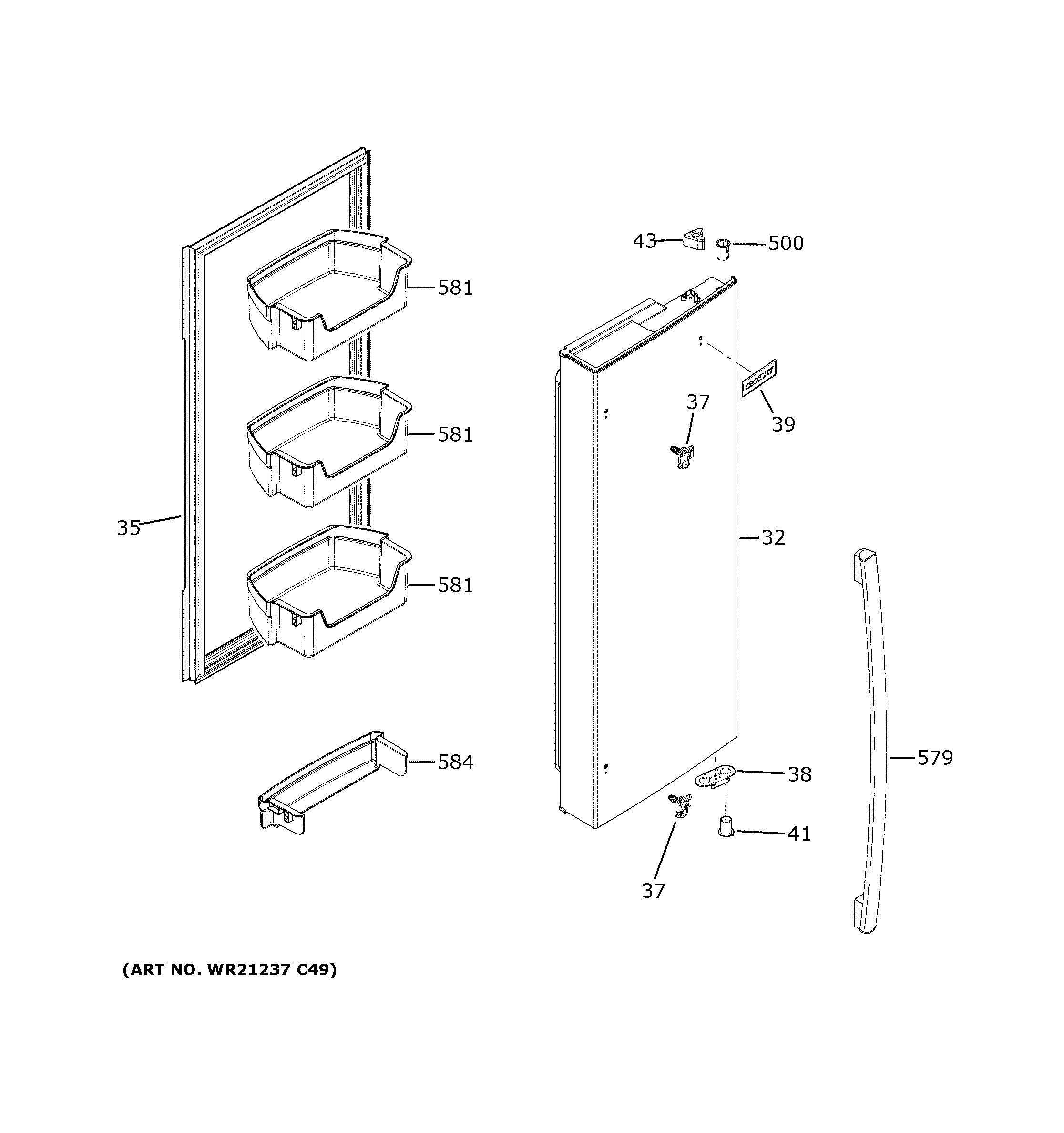 Fresh food door - rh