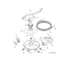 GE GDP670SYV0FS motor, sump & filter assembly diagram