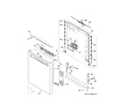 GE GDF670SYV0FS escutcheon & door assembly diagram