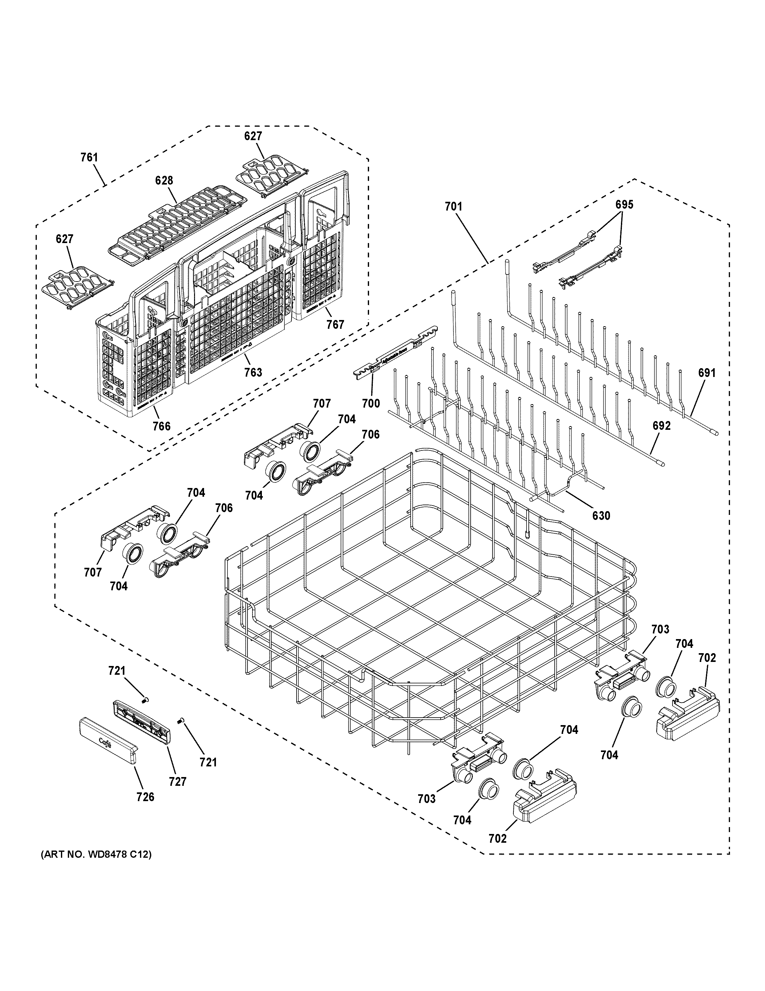 Lower rack assembly