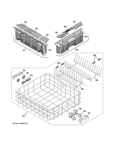 Lower rack assembly