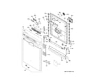 GE GDF540HMF0ES escutcheon & door assembly diagram