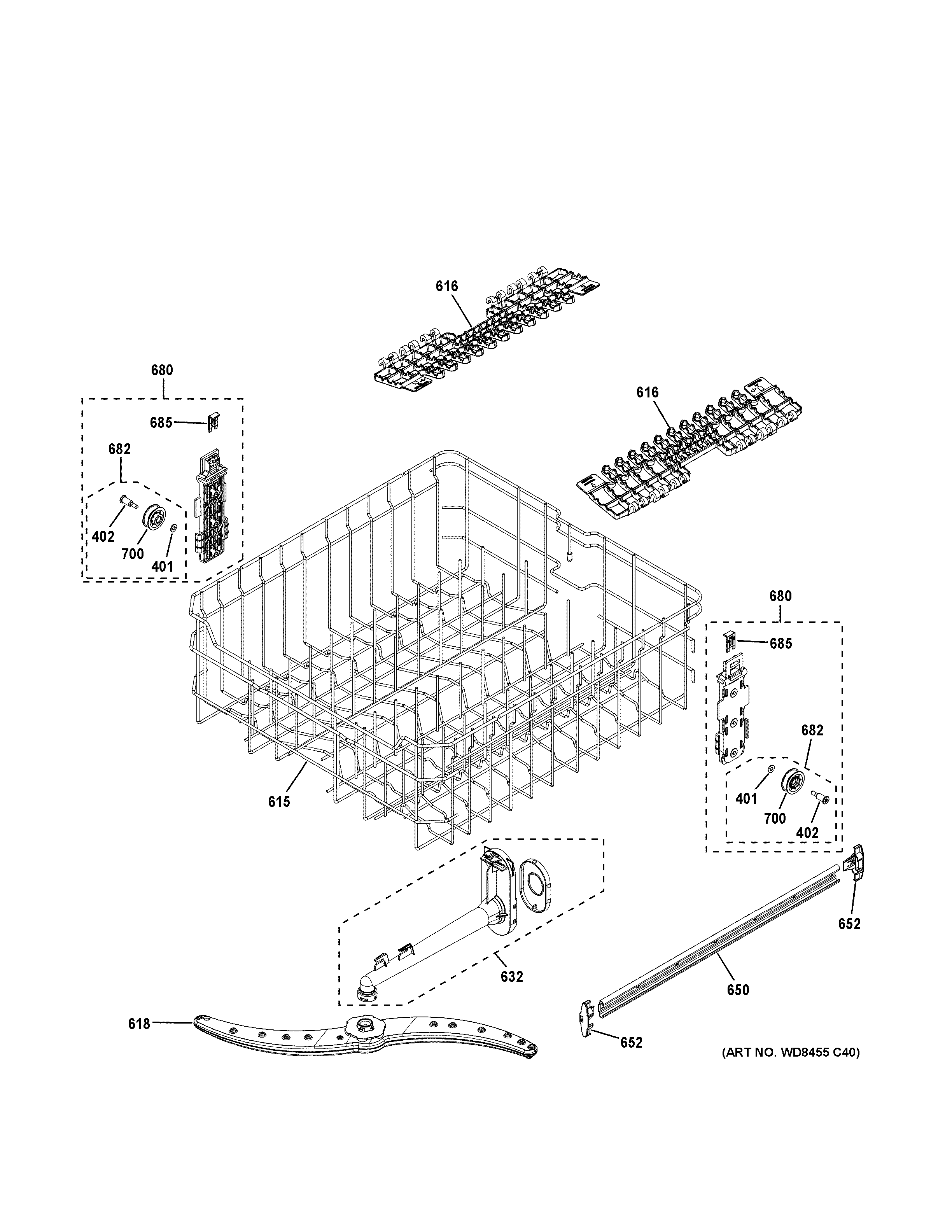 Upper rack assembly