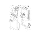 GE PDP755SBV1TS escutcheon & door assembly diagram