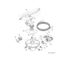 GE PDP755SBV1TS motor, sump & filter assembly diagram