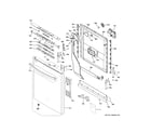 GE DDT575SSF0SS escutcheon & door assembly diagram