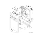 GE GDF570SSF2SS escutcheon & door assembly diagram