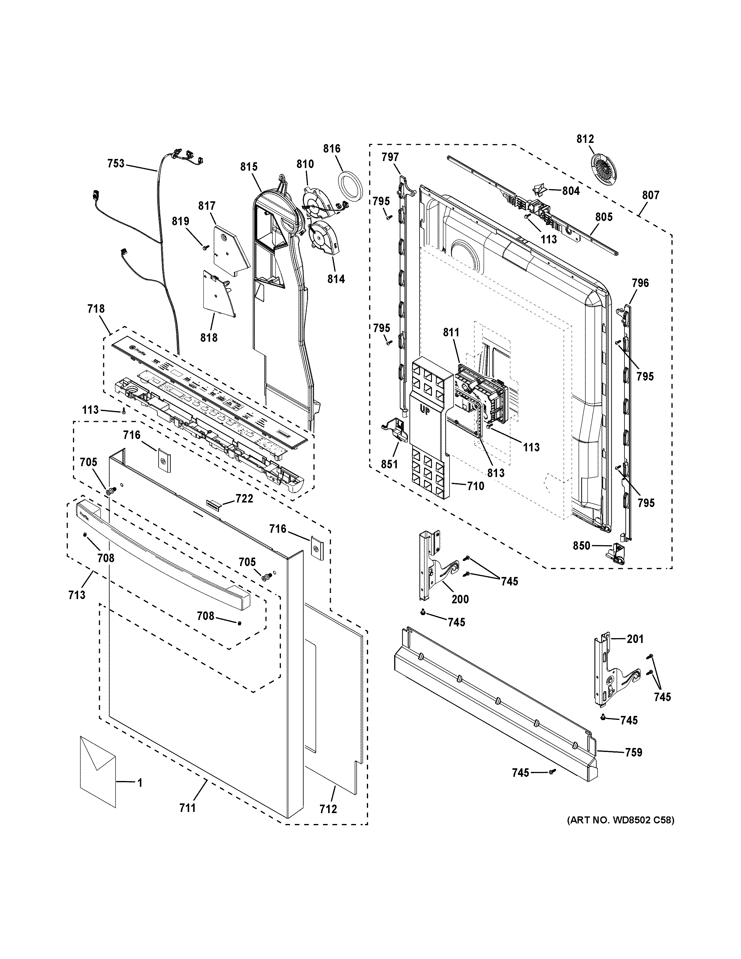 Escutcheon & door assembly