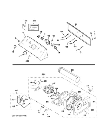 Backsplash, blower & motor assembly